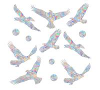 Tiz Tlloz Window Clings for Birds - Anti-Collision Window Decals - Prismatic Non Adhesive Vinyl Rainbow Glass Stickers to Save Birds from Glass Strikes (Eagle-dots, 21 Pieces)
