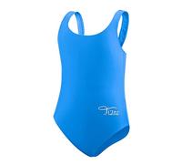 TIZAX Little Girl's One Piece Swimsuit Kids Racerback Athletic Swimwear Thick Strap Blue 7-8 Years