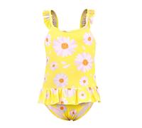 TIZAX Little Girl's Swimming Costume Toddler One Piece Swimsuit Kids Bathing Suit Cute Ruffle Swimwear Quick Dry Summer Holiday Beachwear Yellow 4 Years