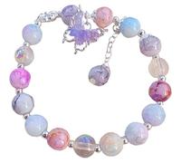 Tizee Elegant Chinese Glass Beaded Bracelet with Feng Shui Talisman Card - Stacking Accessories for Women, Birthday Gifts, Good Luck Pendant, S, Glass, no gemstone