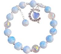 Tizee Elegant Chinese Glass Beaded Bracelet with Feng Shui Talisman Card - Stacking Accessories for Women, Birthday Gifts, Good Luck Pendant, S, Glass, no gemstone