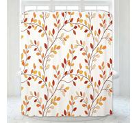 Tizhweqo 3D Autumn Orange Red Maple Leaf Branch Shower Curtain 150x180 cm
