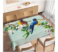 Tizhweqo 3D Bird Table Cloth Rectangular 140x240 cm, Cherry Blossom Table Cover Machine Washable Wipeable Water Resistant Tablecloth for Kitchen Dining Party 55x94 in Q/P5377