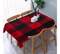 Tizhweqo 3D Christmas Table Cloth Rectangular 150x200 cm, Red Plaid Table Cover Machine Washable Wipeable Water Resistant Tablecloth for Kitchen Dining Party 59x78 in Q.P1855