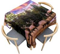 Tizhweqo 3D Deer Table Cloth Rectangular 140x280 cm, Woodland Table Cover Machine Washable Wipeable Water Resistant Tablecloth for Kitchen Dining Party 55x110 in Q.P1789