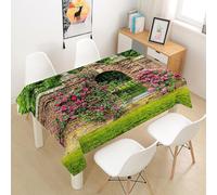 Tizhweqo 3D Garden Scene Table Cloth Rectangular 140x280 cm, Country Style Table Cover Machine Washable Wipeable Water Resistant Tablecloth for Kitchen Dining Party 55x110 in Q.P1559