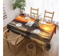 Tizhweqo 3D Lighthouse Table Cloth Square 100x100 cm, Ocean Table Cover Machine Washable Wipeable Water Resistant Tablecloth for Kitchen Dining Party 39x39 in Q.P1123