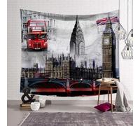 Tizhweqo 3D London Large Tapestry Wall Hanging London Buses Tapestries London Wall Tapestry Wall Art for BedRoom Living Room Dorm Decorations 305x230 cm D1530