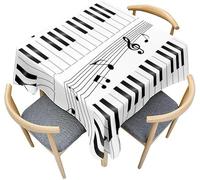 Tizhweqo 3D Piano Table Cloth Rectangular 140x180 cm, Music Sheet Table Cover Machine Washable Wipeable Water Resistant Tablecloth for Kitchen Dining Party 55x70 in Q.P814