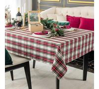 Tizhweqo 3D Red Plaid Table Cloth Rectangular 140x240 cm, Christmas Theme Table Cover Machine Washable Wipeable Water Resistant Tablecloth for Kitchen Dining Party 55x94 in Q.P2457