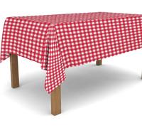 Tizhweqo 3D Red Plaid Table Cloth Rectangular 140x280 cm, Geometric Table Cover Machine Washable Wipeable Water Resistant Tablecloth for Kitchen Dining Party 55x110 in Q/P6239