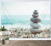 Tizhweqo 3D Zen Theme Large Tapestry Wall Hanging Stone Tapestries Zen Theme Wall Tapestry Wall Art for BedRoom Living Room Dorm Decorations 180x200 cm X310