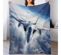 Tizhweqo Airplane Printed Blanket, 3D Airplane Fluffy Fleece Flannel Throw Blanket Lightweight Soft Warm Blankets for Couch Sofa Bed Travel Bedroom Decor 200x200 cm 3363t