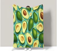 Tizhweqo Avocado Printed Blanket, 3D Avocado Fluffy Fleece Flannel Throw Blanket Lightweight Soft Warm Blankets for Couch Sofa Bed Travel Bedroom Decor 70x100 cm 424p