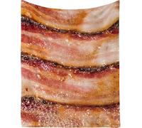 Tizhweqo Bacon Printed Blanket, 3D Food Theme Fluffy Fleece Flannel Throw Blanket Lightweight Soft Warm Blankets for Couch Sofa Bed Travel Bedroom Decor 180x200 cm 671p