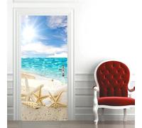 Tizhweqo Beach Door Stickers for Interior Doors Beach Pattern 3D Door Decals Self Adhesive Door Mural Fridge Sticker Poster Art Wall Paper for Home Decor 80x210 cm 4548a