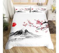 Tizhweqo Chinese Style Duvet Cover King size Chinese Character Bedding Sets 3D Printed Black White Duvet Cover Sets Soft Microfibre Quilt Cover with 2 Pillowcases, with Zipped Closure A706