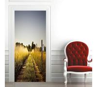 Tizhweqo Field Door Stickers for Interior Doors Field Pattern 3D Door Decals Self Adhesive Door Mural Fridge Sticker Poster Art Wall Paper for Home Decor 95x215 cm 6947a