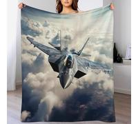 Tizhweqo Fighter Jet Printed Blanket, 3D Airplane Fluffy Fleece Flannel Throw Blanket Lightweight Soft Warm Blankets for Couch Sofa Bed Travel Bedroom Decor 180x200 cm 3983t
