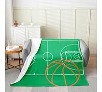 Tizhweqo Green Printed Blanket, 3D Basketball Fluffy Fleece Flannel Throw Blanket Lightweight Soft Warm Blankets for Couch Sofa Bed Travel Bedroom Decor 130x150 cm 894p