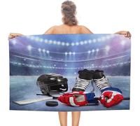 Tizhweqo Ice Hockey Beach Towel, Skates Beach Towels for Adults Kids Microfibre Travel Towel, Quick Dry Sand Free Lightweight Pool Towel for Swim, Bath, Travel Beach Towel 90x180 b647