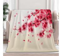Tizhweqo Japanese Style Printed Blanket, 3D Cherry Blossoms Fluffy Fleece Flannel Throw Blanket Lightweight Soft Warm Blankets for Couch Sofa Bed Travel Bedroom Decor 100x130 cm 1172p