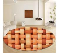 Tizhweqo Large Round Rugs for Living Room 200cm Knitting Pattern, Round Area Rug 3D Rustic Short Pile Carpet, Circle Rug Machine Washable Non-Slip Floor Mat for Bedroom Kitchen YDT1120