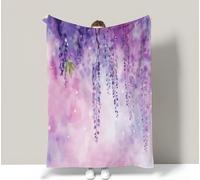 Tizhweqo Lavender Printed Blanket, 3D Purple Fluffy Fleece Flannel Throw Blanket Lightweight Soft Warm Blankets for Couch Sofa Bed Travel Bedroom Decor 100x130 cm 1073p