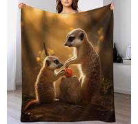 Tizhweqo Meerkat Printed Blanket, 3D Meerkat Fluffy Fleece Flannel Throw Blanket Lightweight Soft Warm Blankets for Couch Sofa Bed Travel Bedroom Decor 200x200 cm 6333p