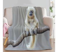 Tizhweqo Monkey Printed Blanket, 3D Gray Fluffy Fleece Flannel Throw Blanket Lightweight Soft Warm Blankets for Couch Sofa Bed Travel Bedroom Decor 100x130 cm 3062t