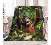 Tizhweqo Monkey Printed Blanket, 3D Monkey Fluffy Fleece Flannel Throw Blanket Lightweight Soft Warm Blankets for Couch Sofa Bed Travel Bedroom Decor 200x240 cm 2698p