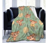 Tizhweqo Monkey Printed Blanket, 3D Monkey Fluffy Fleece Flannel Throw Blanket Lightweight Soft Warm Blankets for Couch Sofa Bed Travel Bedroom Decor 200x200 cm 2805p