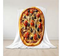 Tizhweqo Pizza Printed Blanket, 3D Food-Themed Fluffy Fleece Flannel Throw Blanket Lightweight Soft Warm Blankets for Couch Sofa Bed Travel Bedroom Decor 150x200 cm 1066p