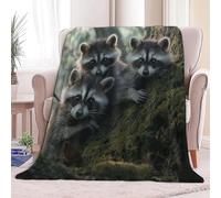Tizhweqo Raccoon Printed Blanket, 3D Cute Animals Fluffy Fleece Flannel Throw Blanket Lightweight Soft Warm Blankets for Couch Sofa Bed Travel Bedroom Decor 180x200 cm 1895p