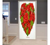 Tizhweqo Red Roses Door Stickers for Interior Doors Red Roses Pattern 3D Door Decals Self Adhesive Door Mural Fridge Sticker Poster Art Wall Paper for Home Decor 95x215 cm 4094a