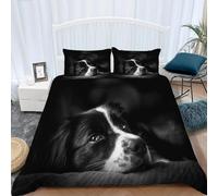 Tizhweqo Springer Spaniel Super King Duvet Cover Dog Bedding Sets Soft Microfibre 3D Printed Animal Quilt Cover with 2 Pillowcases with Zipped Closure B2405