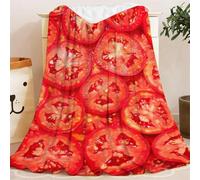 Tizhweqo Tomato Printed Blanket, 3D Red Fluffy Fleece Flannel Throw Blanket Lightweight Soft Warm Blankets for Couch Sofa Bed Travel Bedroom Decor 200x240 cm 610p