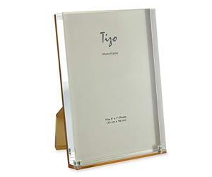 TIZO Design Vertical 5x7 Lucite Picture Frame, Durable 1 Inch Thick Clear Lucite & Magnetic Closures, Elegant & Practical Boutique Quality Photo Frame (Multiple Colors Available)