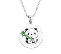 TIZU Necklace for Women, Stainless Steel Pendant Chain Hypoallergenic Coin Necklace Cute Jewelry Gifts for Women Girls Daughter Animal Lover(Panda)