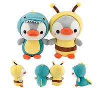 Tizund Super Soft Penguin Pillow Toy, 2pcs Cute Penguin Plush Stuffed Animal Dressed in Dinosaur+Bees Costume Penguin Plush Pillow Soft Doll,Plush 10 inch Christmas Birthday Gift for Boys and Girls