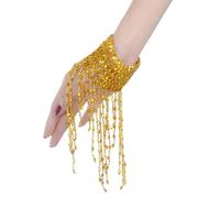 [Tizuqe] Belly Dance Hand Chain Vintage Personality Wrist Ankle Cuff Bracelet Dance Wrist Accessories Tassel Stage Jewelry, As described