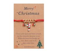 [Tizuqe] Christmas Friendship Bracelet Adjustable Multicolor Christmas Tree Crutches Pendant for Girls Teens Multicolor Beaded Bracelets for Women, フリーサイズ