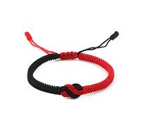 [Tizuqe] Concentric Knot Braided Expandable Bangle Blessed Charms, Creative Gift Suit for Sisters, Couples, Lovers Black Red Braided Bracelet Rope Wrist Band Adjustable for Women, Men, Boys, Kids