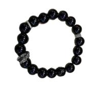 [Tizuqe] Elegant Beaded Black Stone Chain Elegant Beaded Bracelet National Style Ancient Charm Temperament Jewelry for Women, フリーサイズ