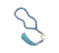 [Tizuqe] Glass Tasbih 33 Beads Prayer Beads with Islamic Tassel Unisex Elegant Spiritual Accessories Blue Prayer Necklace, フリーサイズ