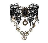 Tizuqe Gothic Bracelet Collar Black Choker Necklace Chain Embroidery Lace Hand Beads Wristband Crystal Masquerade Gothic Choker and Bracelet