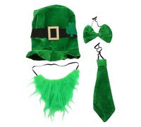 [Tizuqe] Green Tall Hat Patrick's Day with Mustache Festival Decoration Irish Founding Day Flat Hat Party Costume Accessories Irish Accessories
