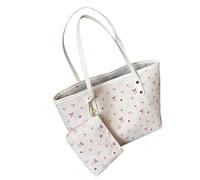 Tizuqe Spacious Bow Accent Shoulder Bag Practical PU Fabric Underarm Bag Casual Top Handle Purse College Daily Carry Women Shoulder Bag, white