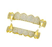 [Tizuqe] Vampire Tooth Costume Accessories Gold Silver Color Options Durable Copper Fangs Lightweight Fake Vampire Teeth for Halloween Events, フリーサイズ, No Gemstone