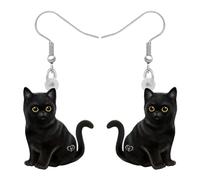 TIZURO Acrylic Cute Black Cat Earrings Fun Cartoon Kitten Pets Animals Dangle Novelty Jewellry For Women cat Lovers Charms Party Gifts (Smoke)